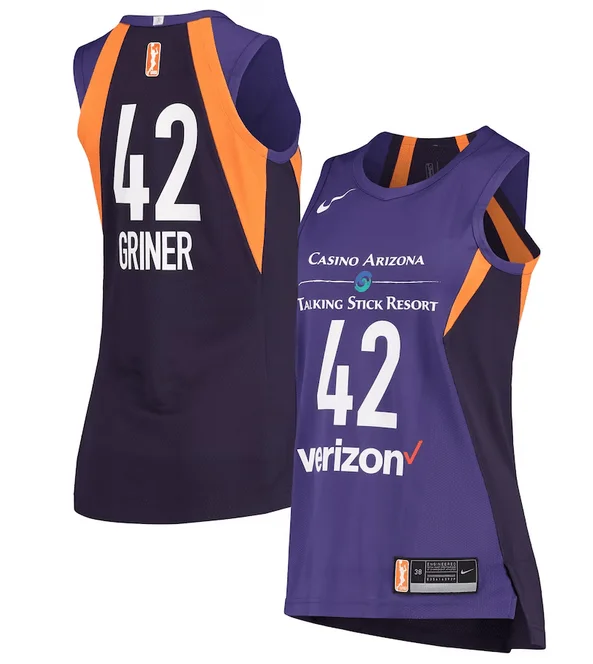 Printed Basketball Jersey-Women's Phoenix Mercury #42 Brittney Griner Purple Stitched Basketball Jersey