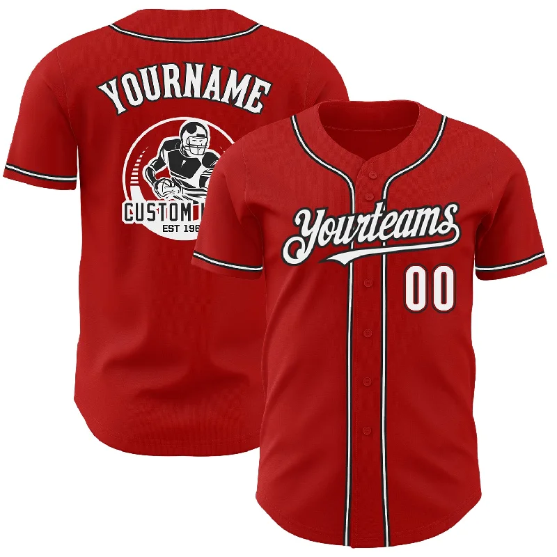 Vintage Baseball Jersey-Custom Red White-Black Authentic Baseball Jersey