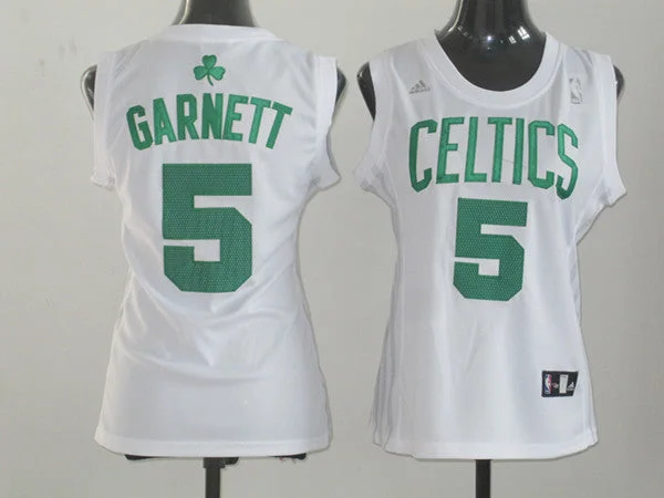 Polyester Basketball Jersey-Celtics 5 Garnett White Women Basketball Jersey