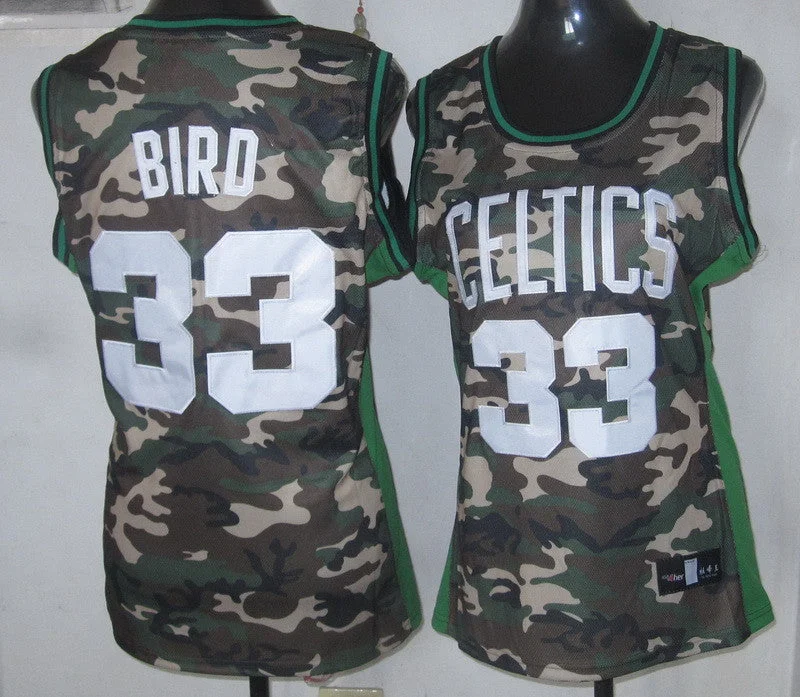 Gradient Basketball Jersey-Celtics 33 Bird Camo Women Basketball Jersey