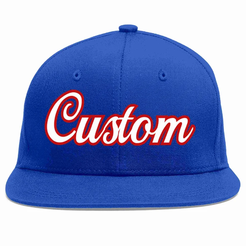 Designer Baseball Cap-Custom Royal White-Red Casual Sport Baseball Cap