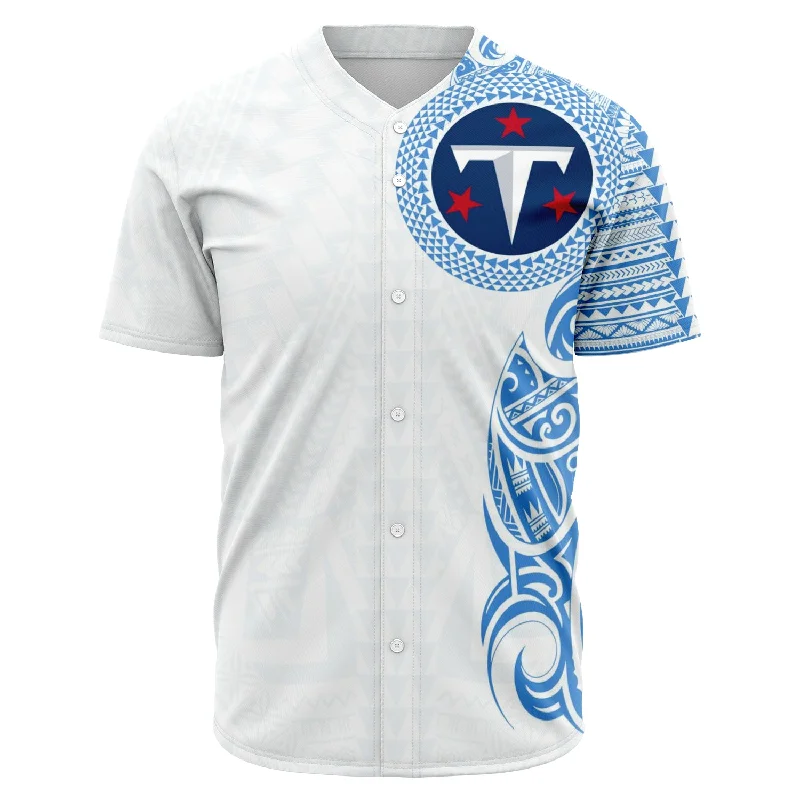 Authentic Baseball Jersey-Tennessee Titans Baseball Jersey - Polynesian Design  Tennessee Titans Shirt White