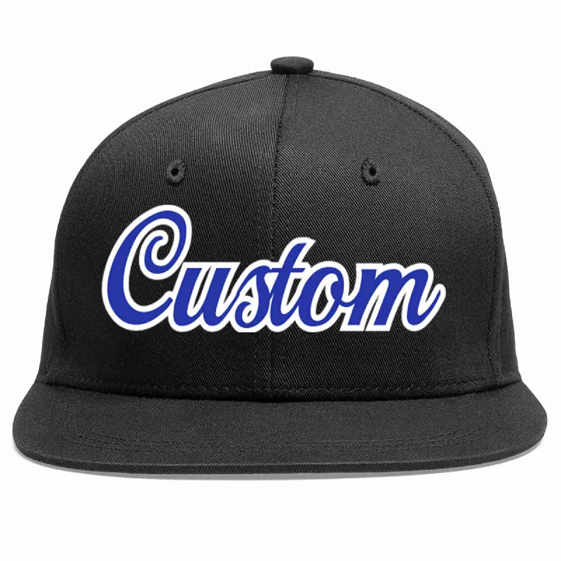 Motorsport Baseball Cap-Custom Black Royal-White Casual Sport Baseball Cap