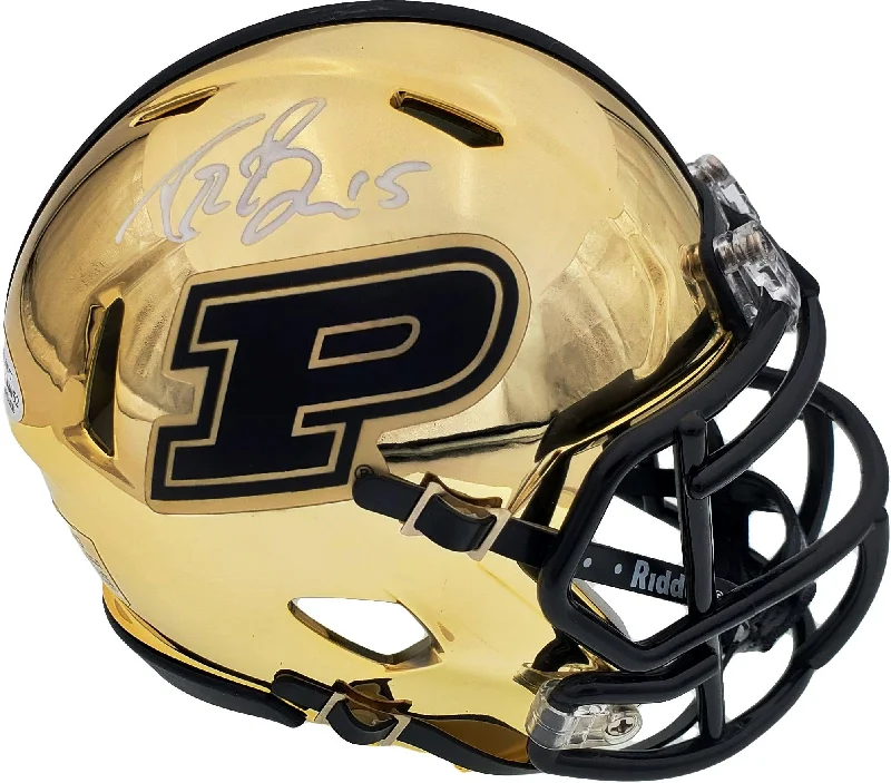 Minimalist Football Helmet-Drew Brees Autographed Purdue Boilermakers Chrome Gold Speed Mini Helmet Beckett BAS Stock #191123