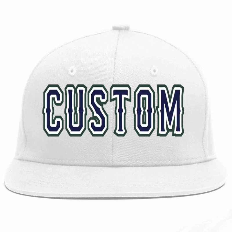 Exclusive Baseball Cap-Custom White Navy-White Casual Sport Baseball Cap