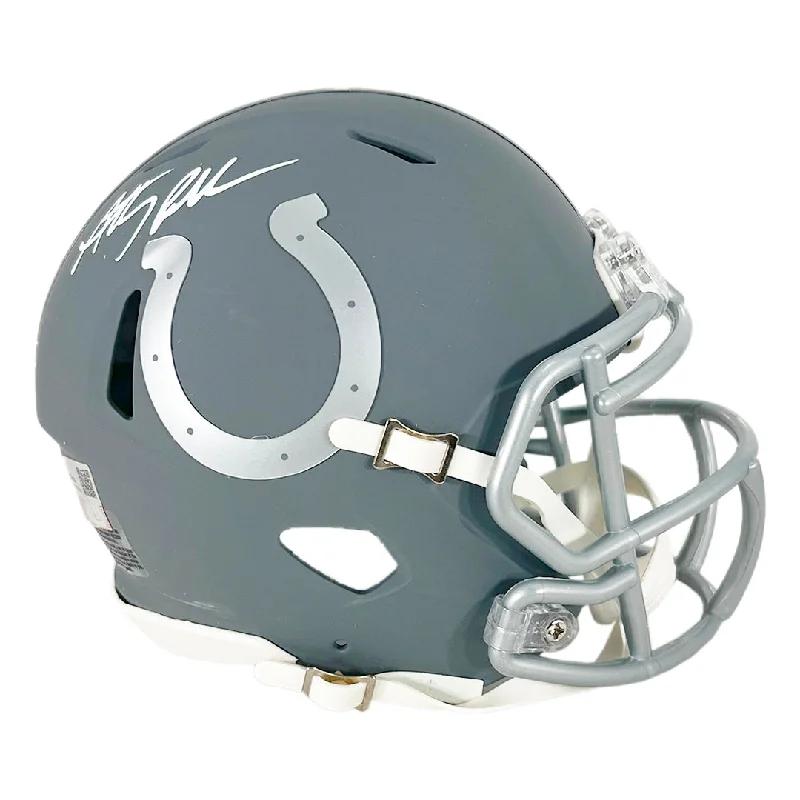 Ergonomic Football Helmet-Anthony Richardson Signed Indianapolis Colts Slate Alternate Speed Mini Football Helmet (Fanatics)