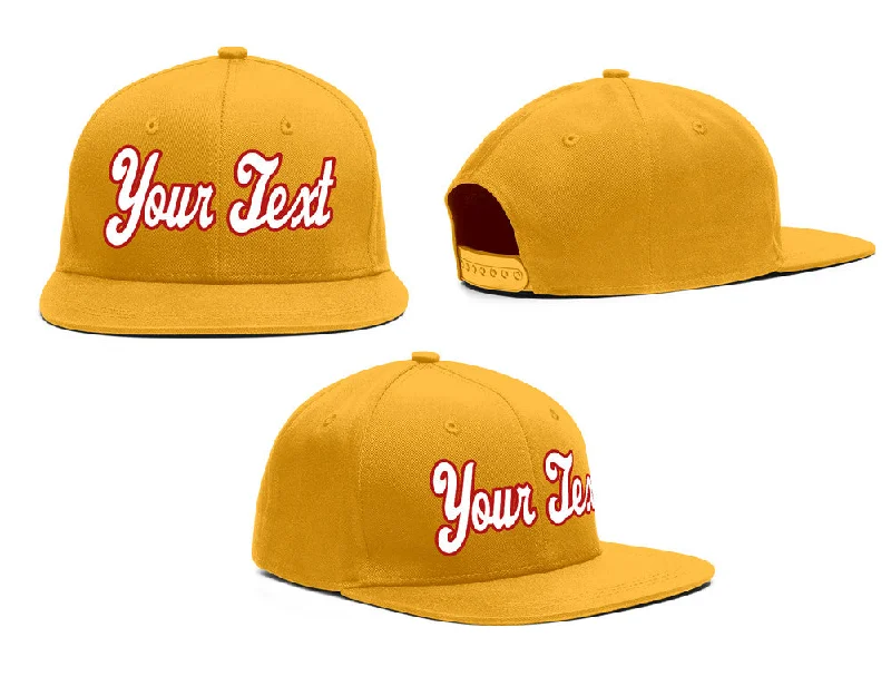 Snapback Baseball Cap-Custom Yellow White-Red Casual Sport Baseball Cap