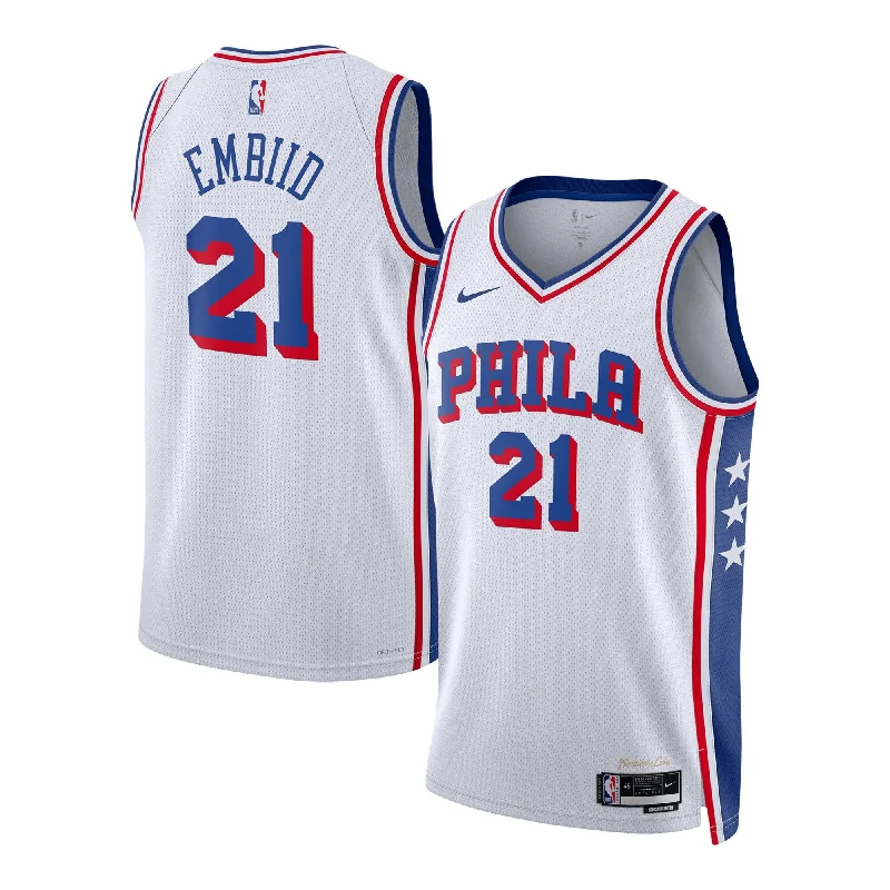 Streetwear Basketball Jersey-Joel Embiid Philadelphia 76ers Youth Swingman Basketball Jersey - Association Edition - White