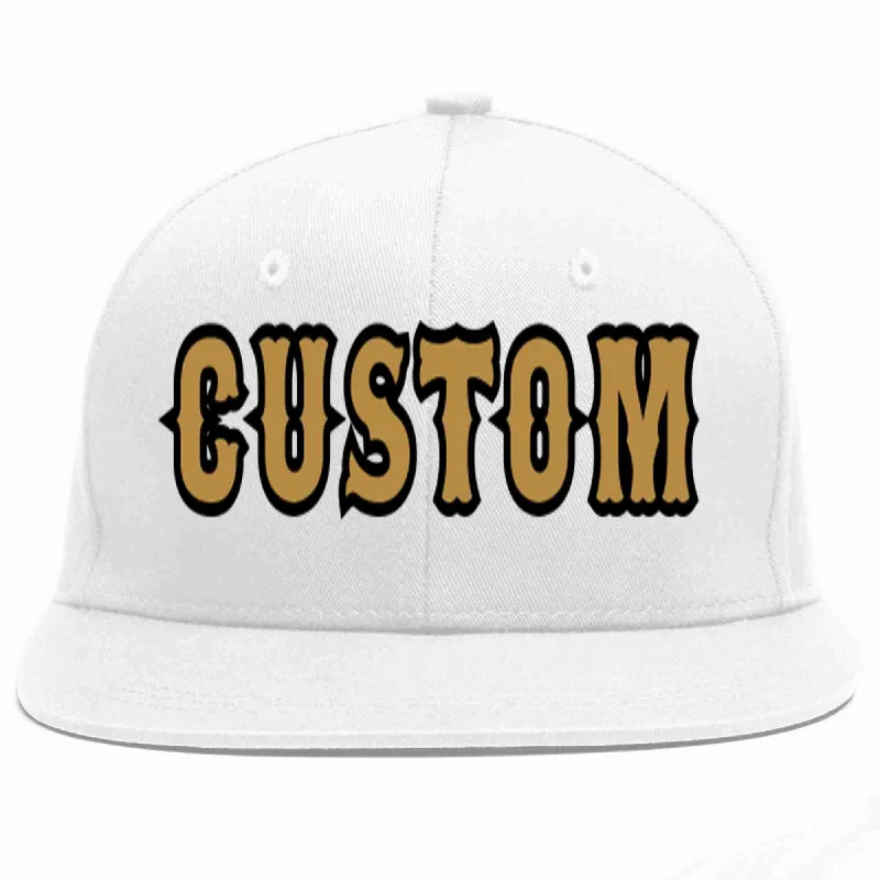 Beach Baseball Cap-Custom White Old Gold-Black Casual Sport Baseball Cap