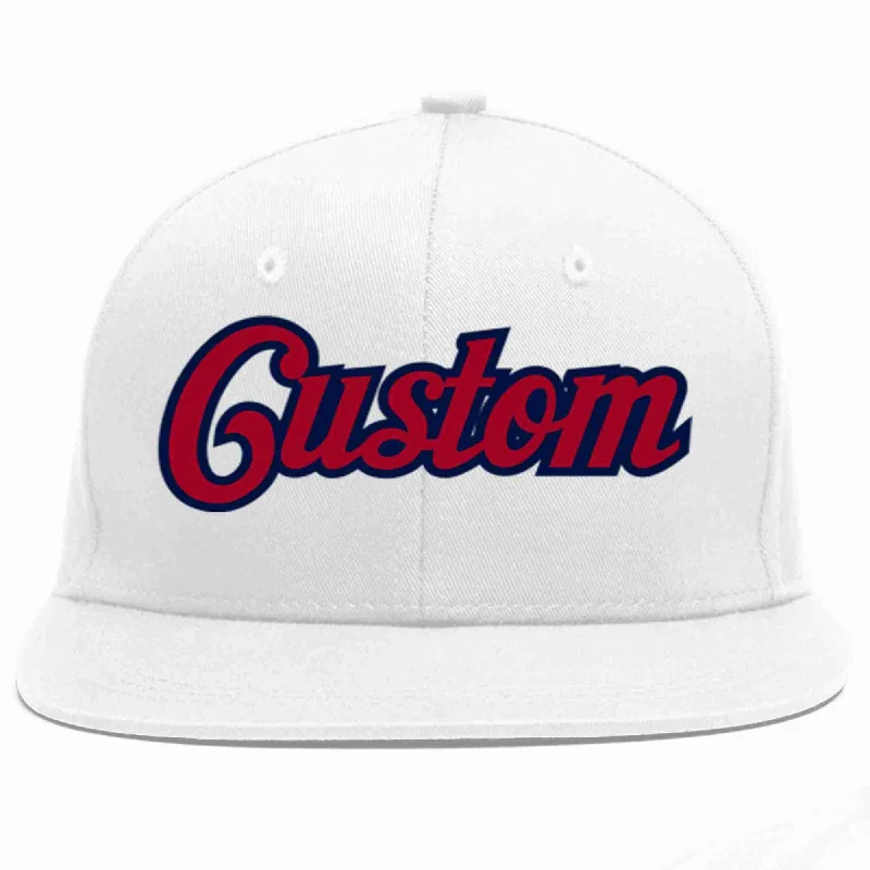 Vintage Baseball Cap-Custom White Red-Navy Casual Sport Baseball Cap