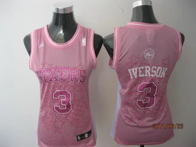 Soft Fabric Basketball Jersey-76ers 3 Iversion Pink Women Basketball Jersey