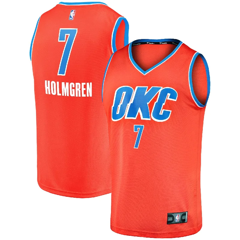 Fashion Basketball Jersey-Chet Holmgren Oklahoma City Thunder Branded Youth Fast Break Player Basketball Jersey - Statement Edition - Orange