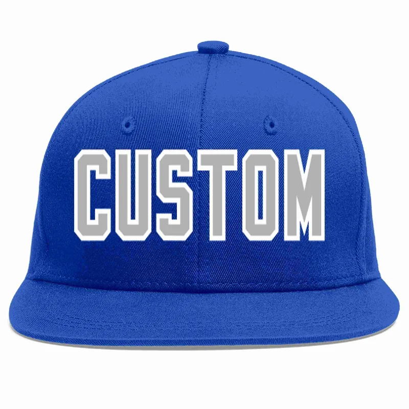 Sustainable Baseball Cap-Custom Royal Gray-White Casual Sport Baseball Cap