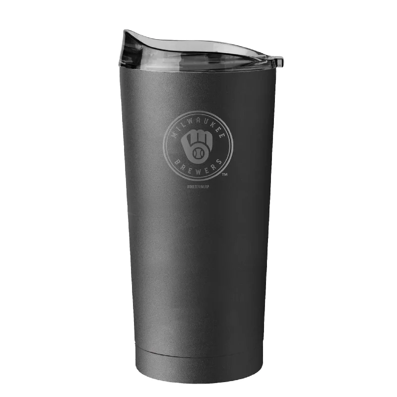 Modern Team Mug-Milwaukee Brewers 20oz Etch Black Powder Coat Tumbler