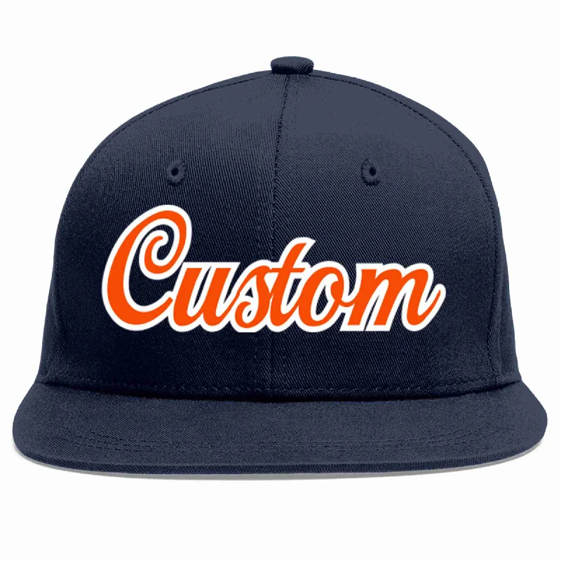 Camping Baseball Cap-Custom Navy Orange-White Casual Sport Baseball Cap