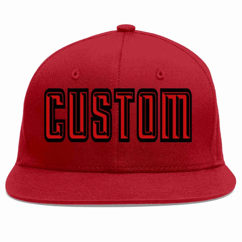 High Crown Baseball Cap-Custom Red Red-Black Casual Sport Baseball Cap