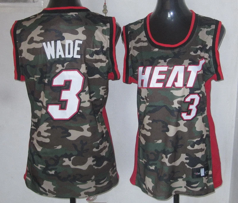 Moisture-Wicking Basketball Jersey-Heat 3 Wade Camo Women Basketball Jersey