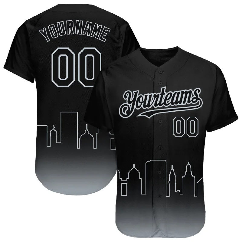 Winter Baseball Jersey-Custom Black Silver 3D Oakland City Edition Fade Fashion Authentic Baseball Jersey