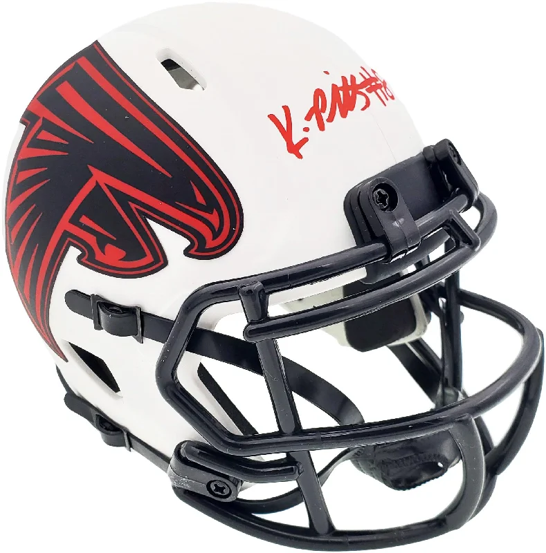 Matte Finish Football Helmet-Kyle Pitts Autographed Atlanta Falcons Lunar Eclipse White Speed Mini Helmet Beckett BAS QR Stock #194403