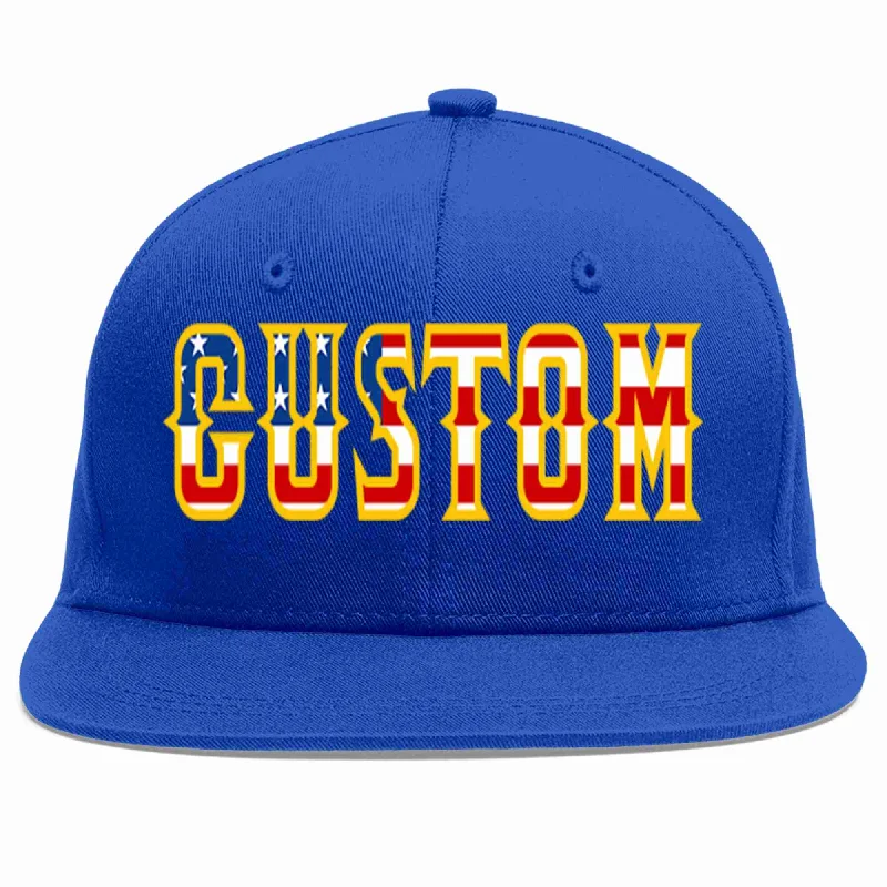 Glow in the Dark Baseball Cap-Custom Royal USA-Gold Casual Sport Baseball Cap