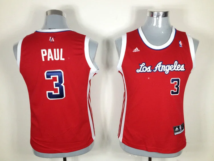 Matte Basketball Jersey-Clippers 3 Paul Red New Fabric Women Basketball Jersey