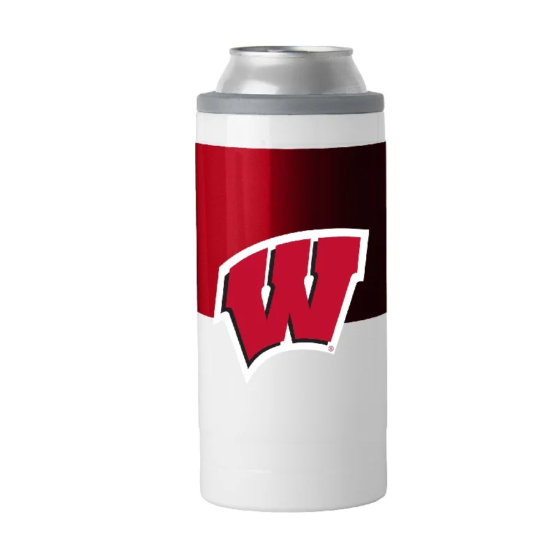 Glow in the Dark Team Mug-Wisconsin 12oz Colorblock Slim Can Coolie