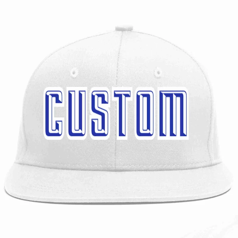 Exclusive Baseball Cap-Custom White Royal-White Casual Sport Baseball Cap