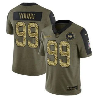 Cotton Soccer Jersey-Men's Olive Washington Football Team #99 Chase Young 2021 Camo Salute To Service Limited Stitched Jersey