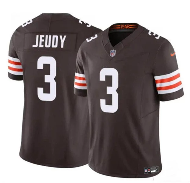 Sleeveless Soccer Jersey-Men's Cleveland Browns #3 Jerry Jeudy Brown 2023 F.U.S.E. Limited Football Stitched Jersey