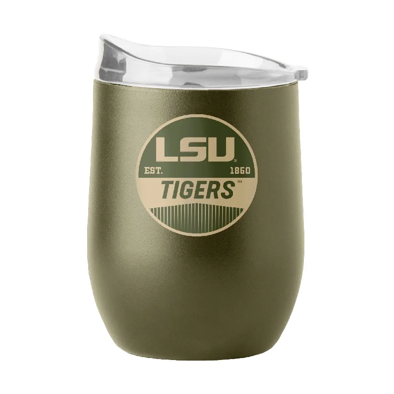 Silver Team Mug-LSU 16oz Badge Powder Coat Curved Beverage