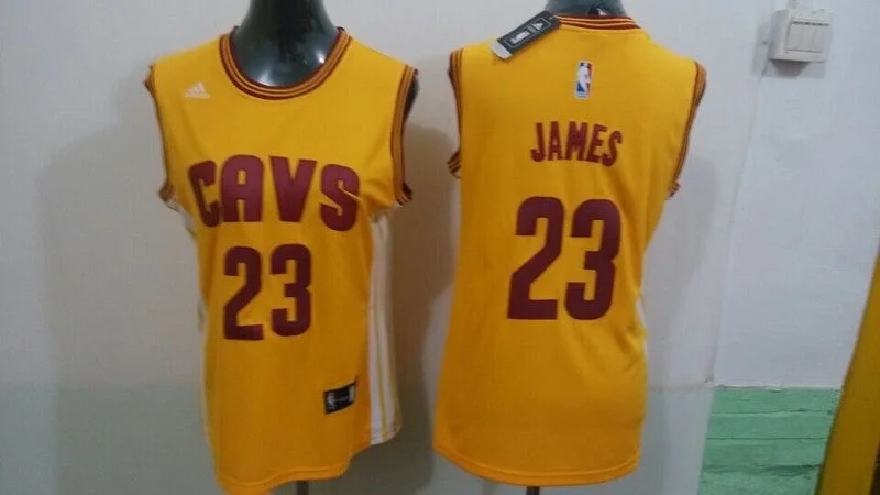 League Basketball Jersey-Cavaliers 23 James Yellow Women Basketball Jersey