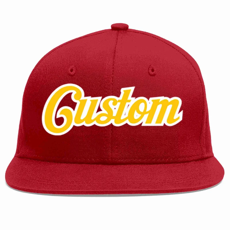 Streetwear Baseball Cap-Custom Red Gold-White Casual Sport Baseball Cap