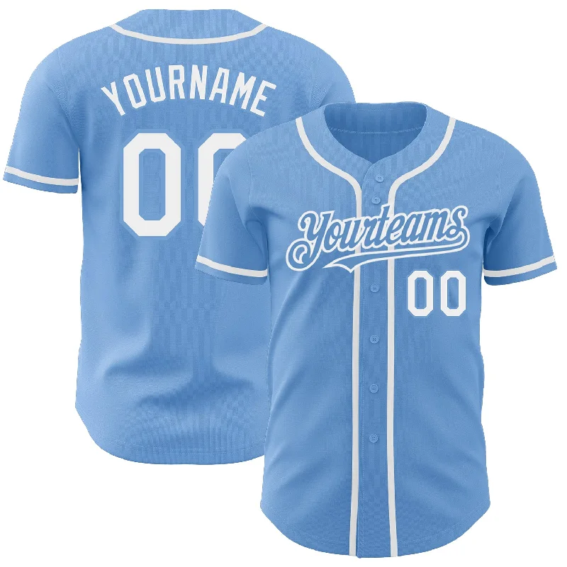 Blue Baseball Jersey-Custom Light Blue White Authentic Baseball Jersey