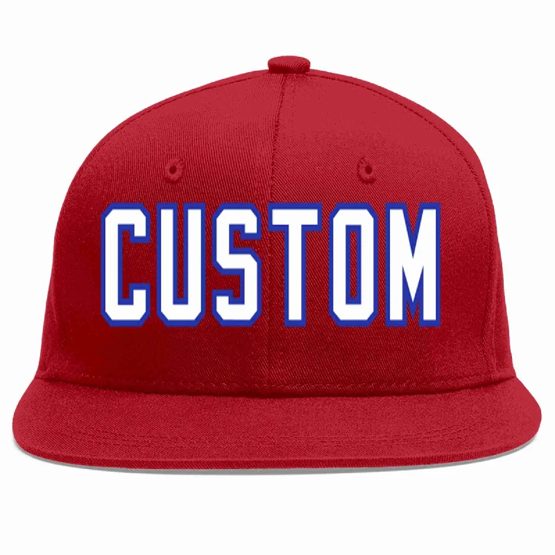 Flat Brim Baseball Cap-Custom Red White-Royal Casual Sport Baseball Cap