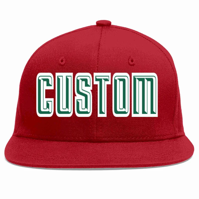 Washed Baseball Cap-Custom Red Kelly Green-White Casual Sport Baseball Cap