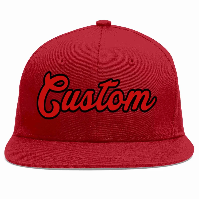 Quick Dry Baseball Cap-Custom Red Red-Black Casual Sport Baseball Cap