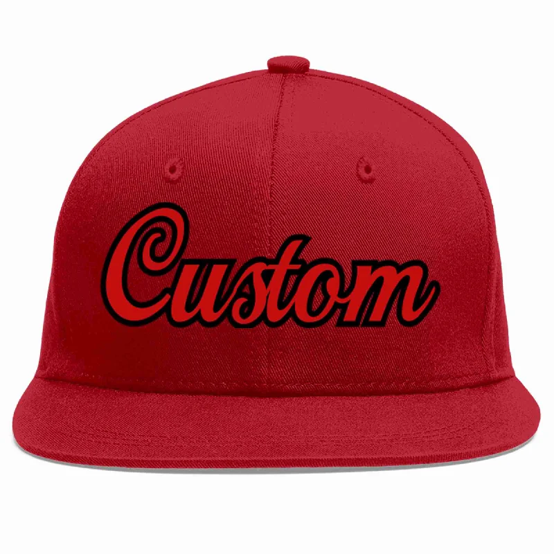 Monochrome Baseball Cap-Custom Red Red-Black Casual Sport Baseball Cap