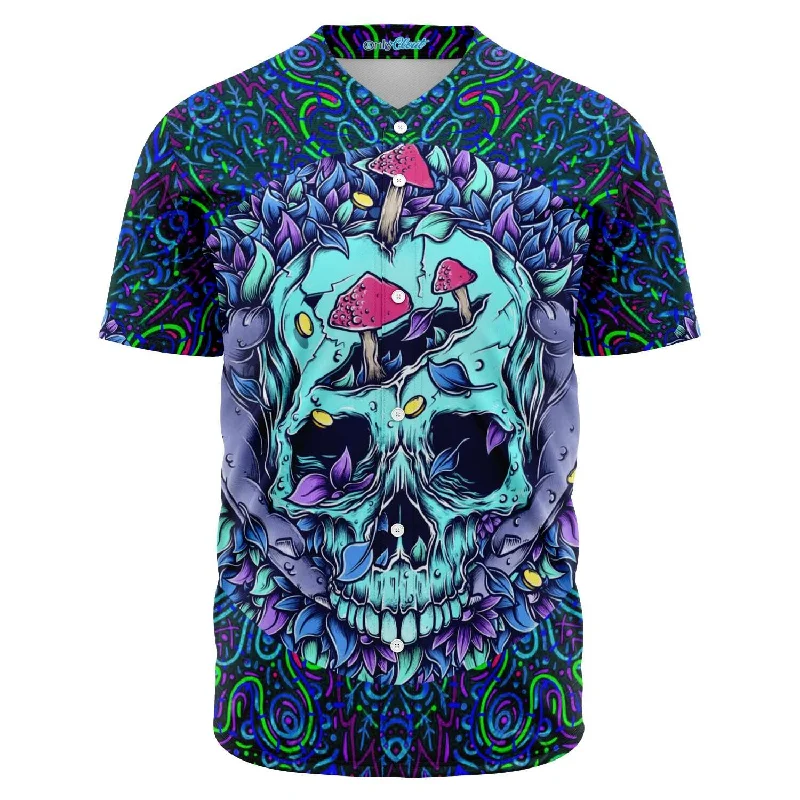 World Series Baseball Jersey-Trippy Acid Mushrooms Skull Baseball Jersey