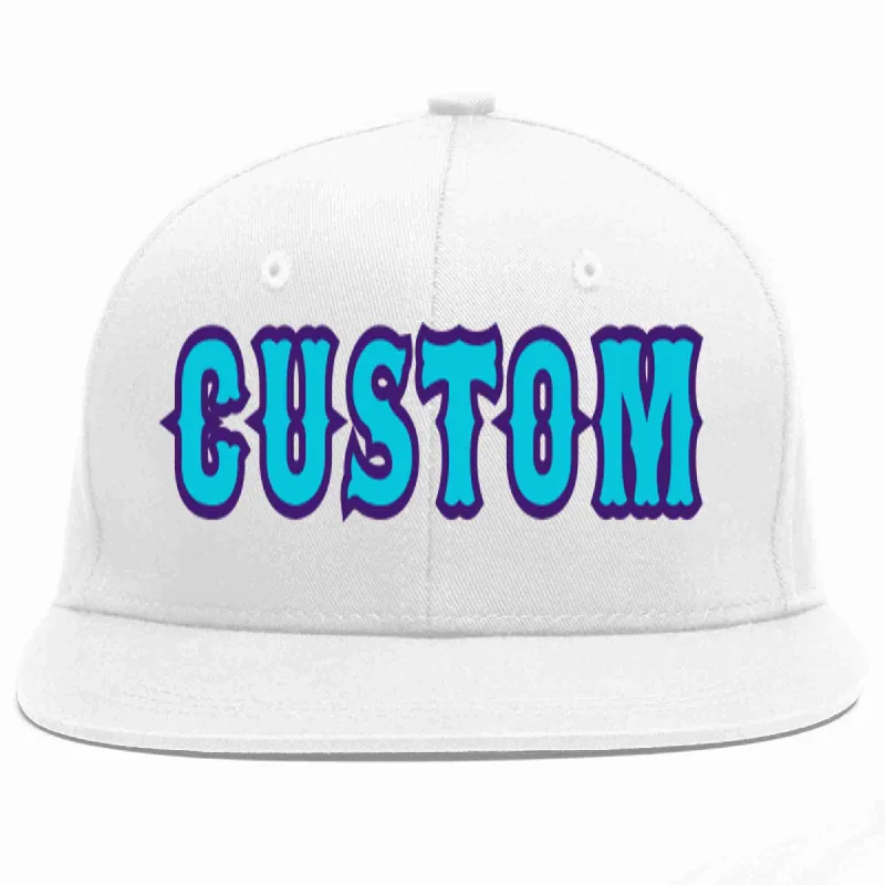 Edgy Baseball Cap-Custom White Light Blue-purple Casual Sport Baseball Cap