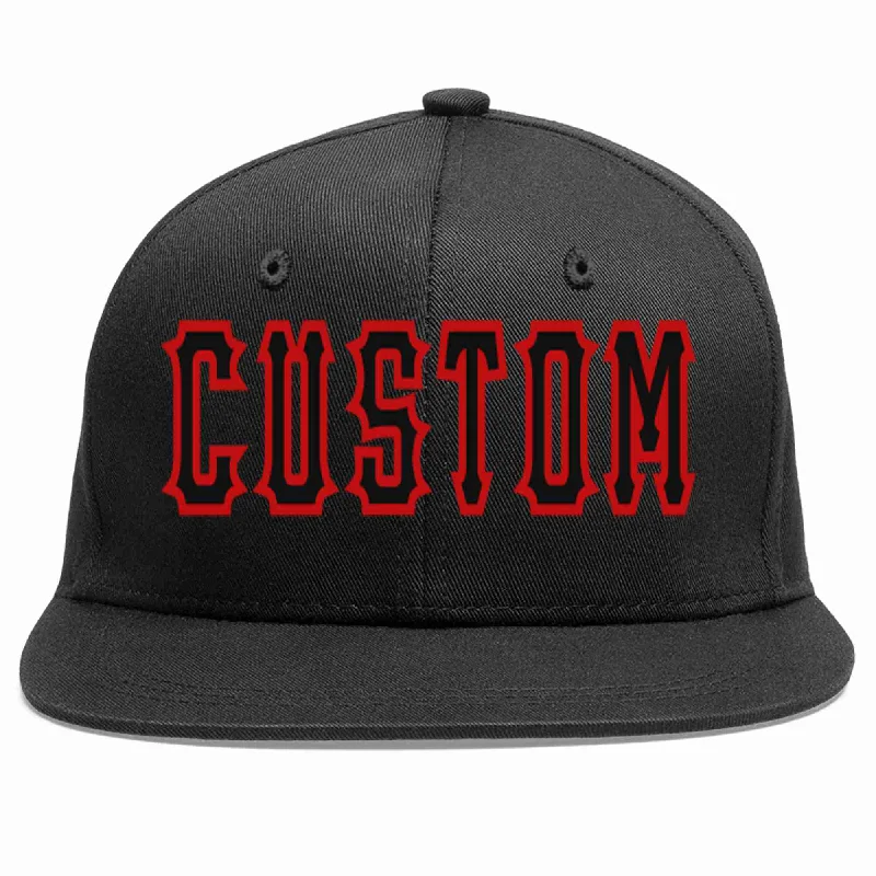 Sherpa Lined Baseball Cap-Custom Black Black-Red Casual Sport Baseball Cap