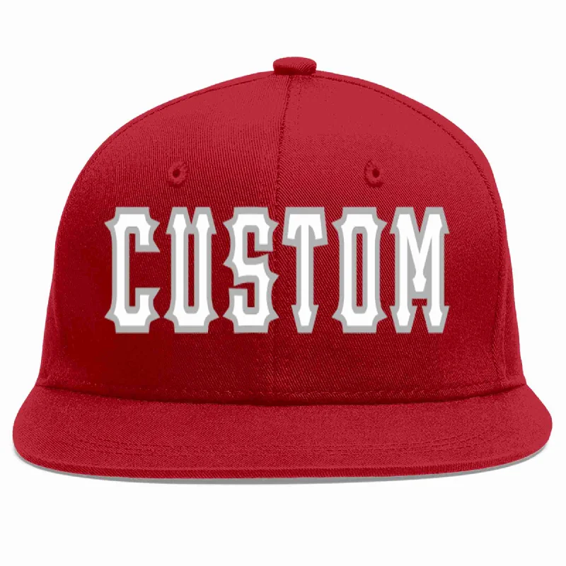 Sporty Baseball Cap-Custom Red White-Gray Casual Sport Baseball Cap