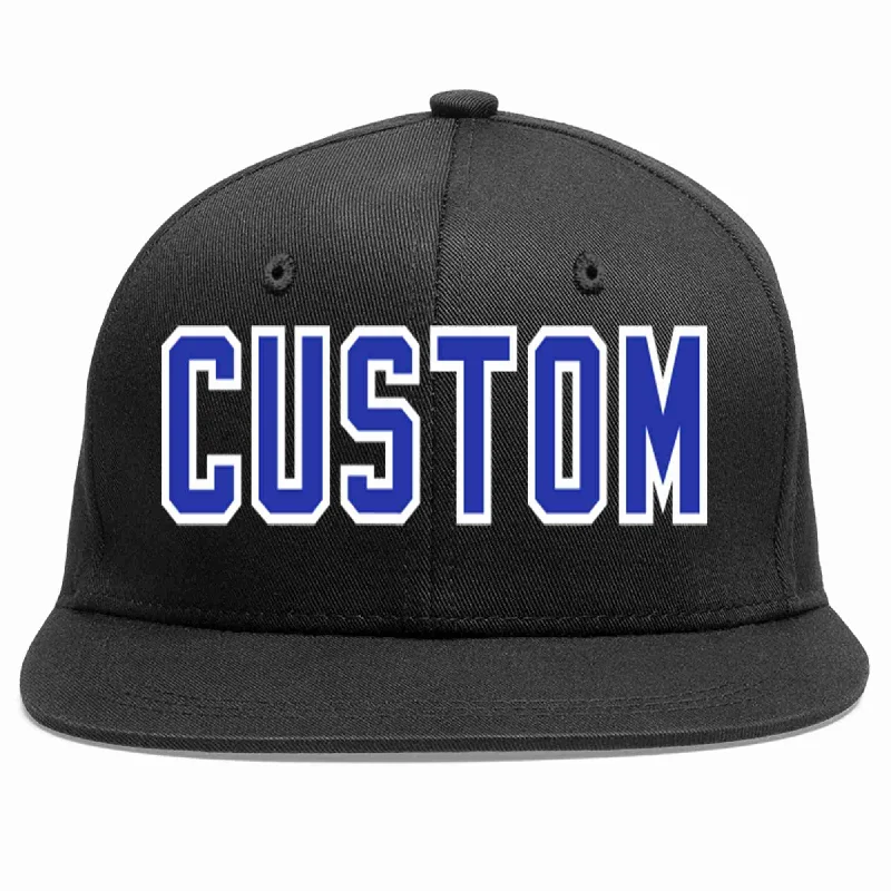 Football Team Baseball Cap-Custom Black Royal-White Casual Sport Baseball Cap