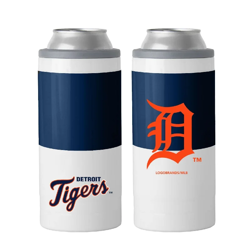 Engraved Team Mug-Detroit Tigers 12oz Colorblock Slim Can Coolie