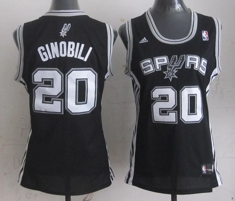 Neon Basketball Jersey-Spurs 20 Ginobili Black Women Basketball Jersey