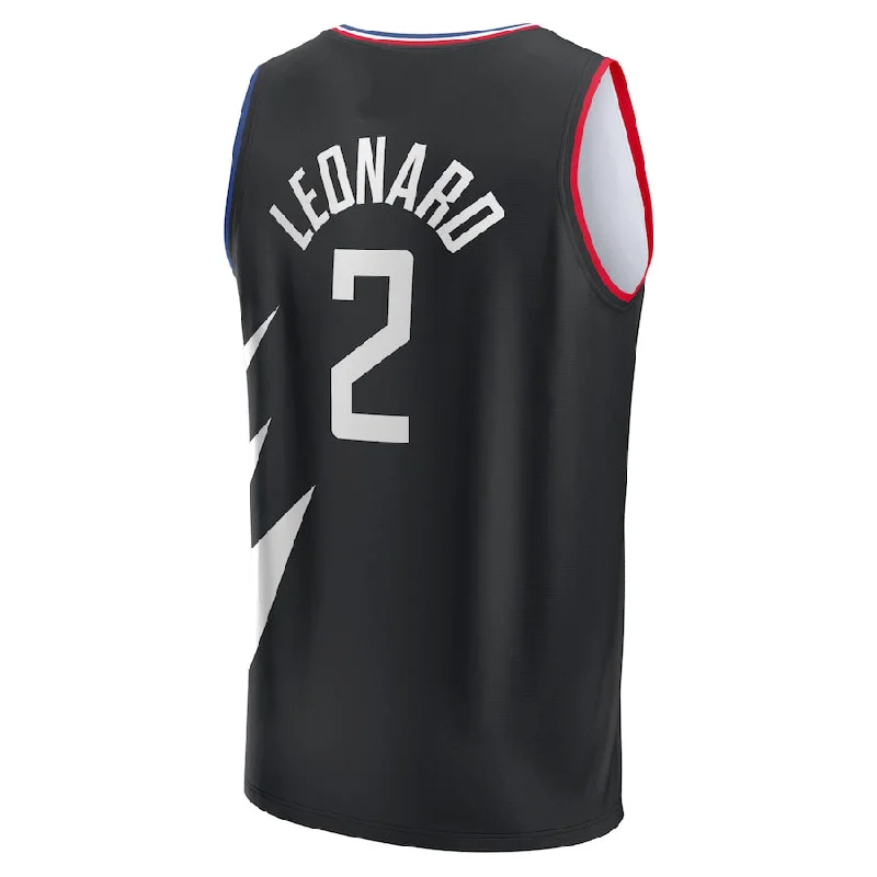 All-Season Basketball Jersey-LA.Clippers #2 Kawhi Leonard Fanatics Branded 2021-22 Fast Break Player Jersey Black Statement Edition Stitched American Basketball Jersey