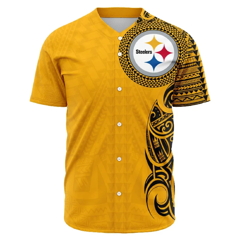 Metallic Baseball Jersey-Steelers Shirts