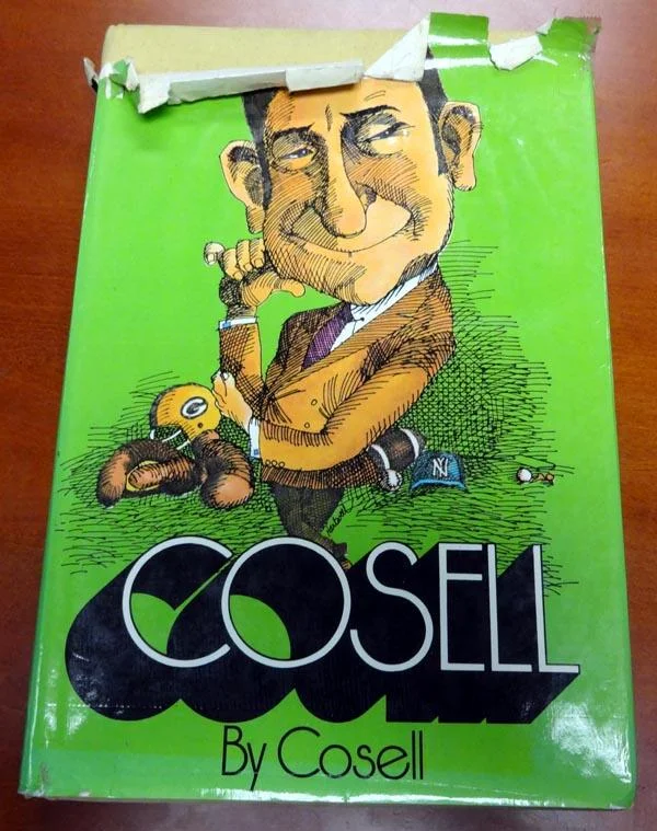 Shock Absorbing Football Helmet-Howard Cosell Autographed Book PSA/DNA #U58374