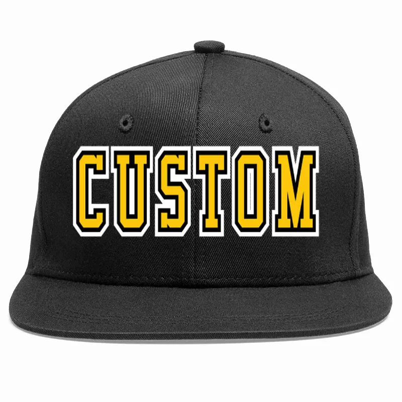 Camo Baseball Cap-Custom Black Gold-Black Casual Sport Baseball Cap