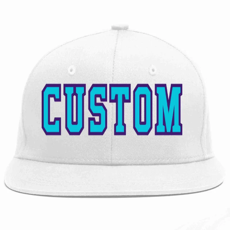 Skater Baseball Cap-Custom White Light Blue-purple Casual Sport Baseball Cap