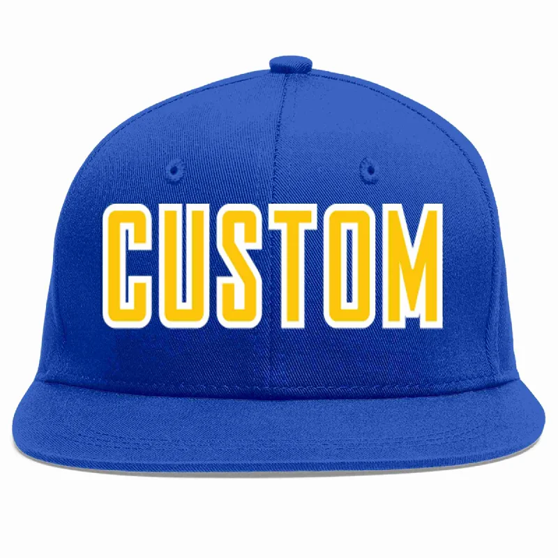 Lightweight Baseball Cap-Custom Royal Gold-White Casual Sport Baseball Cap